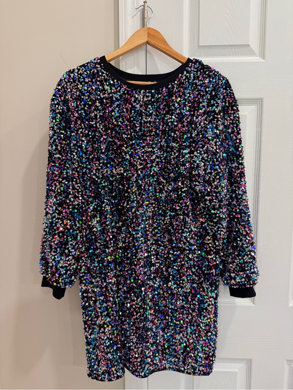 Anthropologie Black Multicolor Sequin Dress